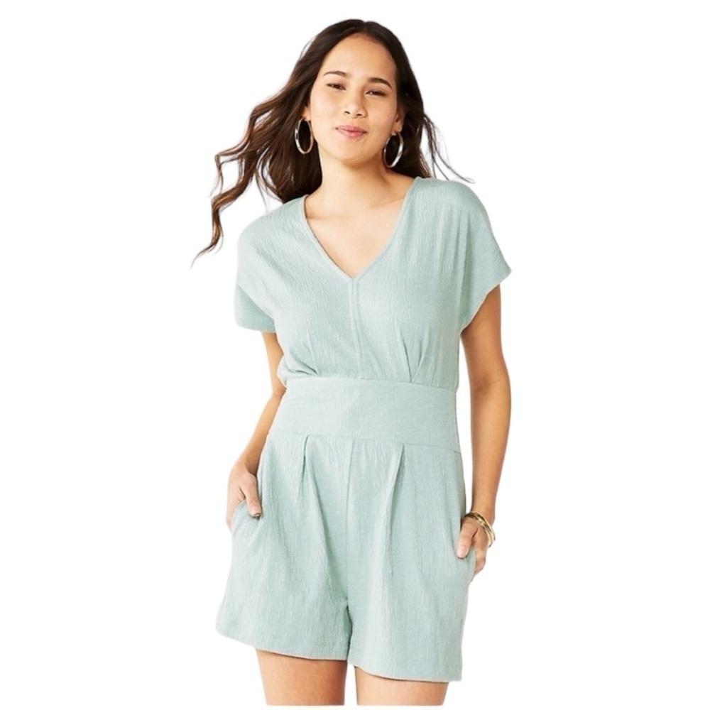 Nine West Sage Green V-neck Romper With Pocket XXL